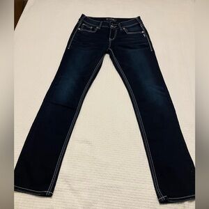 Silver Suki Mid Slim Skinny Leg Dark‎ Blue Denim Jeans W27 L31